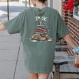 I'm Ok Read Book Reading Nerd Librarian Teacher School Women's Comfort Colors T-Shirt Back Print Moss