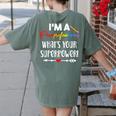 I'm A Paraprofessional What's Your Superpower Para Teacher Women's Comfort Colors T-Shirt Back Print Moss