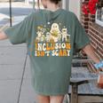 Inclusion Isn't Scary Mummy Boo Ghost Halloween SLP Teacher Women's Comfort Colors T-Shirt Back Print Moss Inclusion Isn't Scary Mummy Boo Ghost Halloween SLP Teacher Women's Comfort Colors T-Shirt Back Print Moss