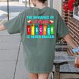 THE INFLUENCE OF A GREAT TEACHER IS NEVER ERASED Teaching For Men Women Girls Kids Women's Comfort Colors T-Shirt Back Print Moss