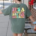 It's Beautiful Day For Learning Retro Teacher Students Women Women's Comfort Colors T-Shirt Back Print Moss