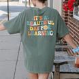 It's Beautiful Day For Learning Retro Teacher Women Men Women's Comfort Colors T-Shirt Back Print Moss