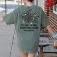 It's Fine I'm Fine Christmas Lights Teacher Xmas Women's Comfort Colors T-Shirt Back Print Moss It's Fine I'm Fine Christmas Lights Teacher Xmas Women's Comfort Colors T-Shirt Back Print Moss