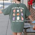 It’s Okay To Feel All The Feels Special Ed Teacher Halloween Women's Comfort Colors T-Shirt Back Print Moss