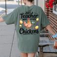 Just a Teacher Who Loves Chickens Chicken Farm Animal Lover Women's Comfort Colors T-Shirt Back Print Moss Just a Teacher Who Loves Chickens Chicken Farm Animal Lover Women's Comfort Colors T-Shirt Back Print Moss