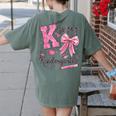 K Is For Kindergarten Teacher Coquette Bow Back To School Women's Comfort Colors T-Shirt Back Print Moss K Is For Kindergarten Teacher Coquette Bow Back To School Women's Comfort Colors T-Shirt Back Print Moss