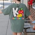 K Is For Kindergarten Teacher Pencil Apple Back To School Women's Comfort Colors T-Shirt Back Print Moss K Is For Kindergarten Teacher Pencil Apple Back To School Women's Comfort Colors T-Shirt Back Print Moss