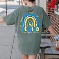 Be Kind Rainbow Down Syndrome Awareness Teacher Blue Yellow Women's Comfort Colors T-Shirt Back Print Moss Be Kind Rainbow Down Syndrome Awareness Teacher Blue Yellow Women's Comfort Colors T-Shirt Back Print Moss
