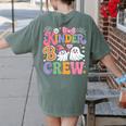 Kinder Boo Crew Kindergarten Teacher Student Halloween Women's Comfort Colors T-Shirt Back Print Moss