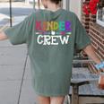 Kinder Crew Kindergarten Teacher 1st Day Of School Women's Comfort Colors T-Shirt Back Print Moss