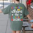 Kindergarten Where The Adventure Begins Shirt Children's Teacher Women's Comfort Colors T-Shirt Back Print Moss Kindergarten Where The Adventure Begins Shirt Children's Teacher Women's Comfort Colors T-Shirt Back Print Moss