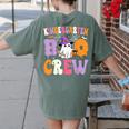 Kindergarten Boo Crew Spooky Kindergarten Halloween Teacher Women's Comfort Colors T-Shirt Back Print Moss