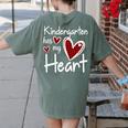 Kindergarten Has My Heart Buffalo Print Teacher Valentine Women's Comfort Colors T-Shirt Back Print Moss Kindergarten Has My Heart Buffalo Print Teacher Valentine Women's Comfort Colors T-Shirt Back Print Moss