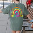 Kindergarten Rainbow Girls Boys Teacher First Day Of School Women's Comfort Colors T-Shirt Back Print Moss
