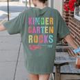 KINDERGARTEN ROCKS Teacher Crew Rock Star Kinder Team Women's Comfort Colors T-Shirt Back Print Moss KINDERGARTEN ROCKS Teacher Crew Rock Star Kinder Team Women's Comfort Colors T-Shirt Back Print Moss