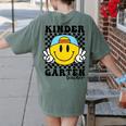 Kindergarten Teacher Hippie Smile Face Back School Women's Comfort Colors T-Shirt Back Print Moss Kindergarten Teacher Hippie Smile Face Back School Women's Comfort Colors T-Shirt Back Print Moss