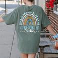 Kindergarten Teacher Leopard Boho Rainbow Back To School Women's Comfort Colors T-Shirt Back Print Moss Kindergarten Teacher Leopard Boho Rainbow Back To School Women's Comfort Colors T-Shirt Back Print Moss