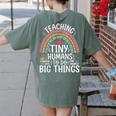 Kindergarten Teacher Tiny Humans Pre-School Teacher Women's Comfort Colors T-Shirt Back Print Moss Kindergarten Teacher Tiny Humans Pre-School Teacher Women's Comfort Colors T-Shirt Back Print Moss