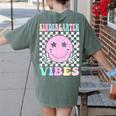 Kindergarten Vibes First Day Of School Kindergarten Teacher Women's Comfort Colors T-Shirt Back Print Moss Kindergarten Vibes First Day Of School Kindergarten Teacher Women's Comfort Colors T-Shirt Back Print Moss