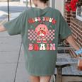 Kiss Your Brain Valentines Test Day Teacher Squad Kids Women's Comfort Colors T-Shirt Back Print Moss