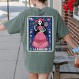 La Maestra Halloween Mexican Bingo Card Teacher Lottery Card Women's Comfort Colors T-Shirt Back Print Moss La Maestra Halloween Mexican Bingo Card Teacher Lottery Card Women's Comfort Colors T-Shirt Back Print Moss