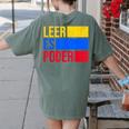 Leer Es Poder Colombian Spanish Teacher Maestra Colombia Women's Comfort Colors T-Shirt Back Print Moss