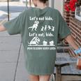 Let's Eat Kids Fun Dinosaurs Grammar Teacher Women's Comfort Colors T-Shirt Back Print Moss