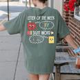 Letter Of The Week Ff Sight Word Teacher Squad Women's Comfort Colors T-Shirt Back Print Moss