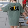 Lightning Pencil Rock'n Roll ABCD Teacher Back To School Kid Women's Comfort Colors T-Shirt Back Print Moss Lightning Pencil Rock'n Roll ABCD Teacher Back To School Kid Women's Comfort Colors T-Shirt Back Print Moss