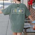 Literacy Team Teacher Women's Comfort Colors T-Shirt Back Print Moss