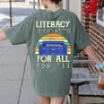 Literacy For All Visually Impaired Braille Teacher The Blind Women's Comfort Colors T-Shirt Back Print Moss Literacy For All Visually Impaired Braille Teacher The Blind Women's Comfort Colors T-Shirt Back Print Moss