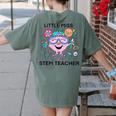 Little Miss Stem Teacher Women's Comfort Colors T-Shirt Back Print Moss