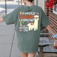 Llama Learning T Shirt Teachers Students Alpaca Lovers Women's Comfort Colors T-Shirt Back Print Moss