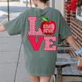 Love Kindergarten Cute Apple School Teacher Women's Comfort Colors T-Shirt Back Print Moss Love Kindergarten Cute Apple School Teacher Women's Comfort Colors T-Shirt Back Print Moss