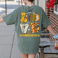 LOVE Kindergarten Pumpkin Teacher Student Halloween Costume Women's Comfort Colors T-Shirt Back Print Moss