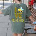 Love Preschool Back To School Yellow Bee Preschool Teacher For Men Women Girls Kids Women's Comfort Colors T-Shirt Back Print Moss