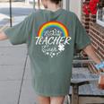 Luckiest Teacher Ever Rainbow- St Patricks Day Teacher Women's Comfort Colors T-Shirt Back Print Moss Luckiest Teacher Ever Rainbow- St Patricks Day Teacher Women's Comfort Colors T-Shirt Back Print Moss