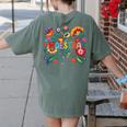 Maestra Flowers Spanish Teacher Cinco De Mayo Women's Comfort Colors T-Shirt Back Print Moss