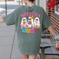 Maestra Pantasmas Conchas Teacher Mexican Halloween Women's Comfort Colors T-Shirt Back Print Moss Maestra Pantasmas Conchas Teacher Mexican Halloween Women's Comfort Colors T-Shirt Back Print Moss