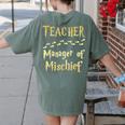 Magical Teacher Manager Of Mischief Birthday Family Party Women's Comfort Colors T-Shirt Back Print Moss
