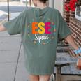 Matching ESE Squad First Last Day Team Teacher Student Tribe Women's Comfort Colors T-Shirt Back Print Moss