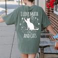 Math Nerd Math Teacher Cat Lover I Love Math And Cats Women's Comfort Colors T-Shirt Back Print Moss