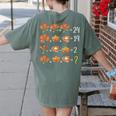 Math Number Thanksgiving Count Answer Pie Turkey Teacher Women's Comfort Colors T-Shirt Back Print Moss