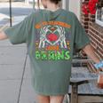 Math Teacher Love Brain Heart Skeleton Hand Zombie Halloween Women's Comfort Colors T-Shirt Back Print Moss