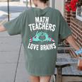 Math Teachers Love Brains Halloween Zombie Men Women T-Shirt Women's Comfort Colors T-Shirt Back Print Moss