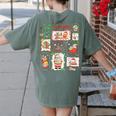 Merry And Bright Christmas Gingerbread Santa Book Teacher Women's Comfort Colors T-Shirt Back Print Moss