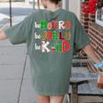 Be Merry Be Jolly Be Kind Merry Christmas Teacher Xmas Pjs Women's Comfort Colors T-Shirt Back Print Moss
