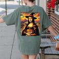 Mona Lisa Pumpkin Halloween Art Teacher Witchy Women Kids Women's Comfort Colors T-Shirt Back Print Moss Mona Lisa Pumpkin Halloween Art Teacher Witchy Women Kids Women's Comfort Colors T-Shirt Back Print Moss