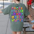 Monster ABC Cute Alphabet Halloween Teacher Costume Kids Women's Comfort Colors T-Shirt Back Print Moss