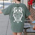 Music Note Owl Shirt Musicians Teacher Birthday Bird Women's Comfort Colors T-Shirt Back Print Moss